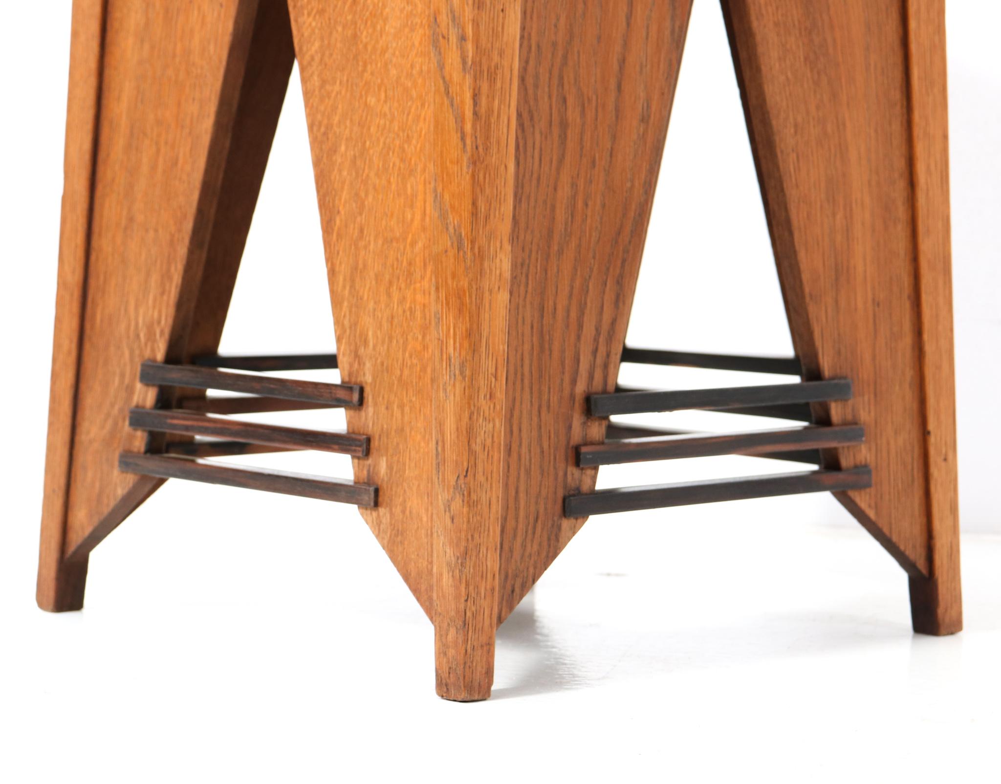 Two Oak Art Deco Modernist Side Tables by P.E.L. Izeren for De Genneper Molen For Sale 3