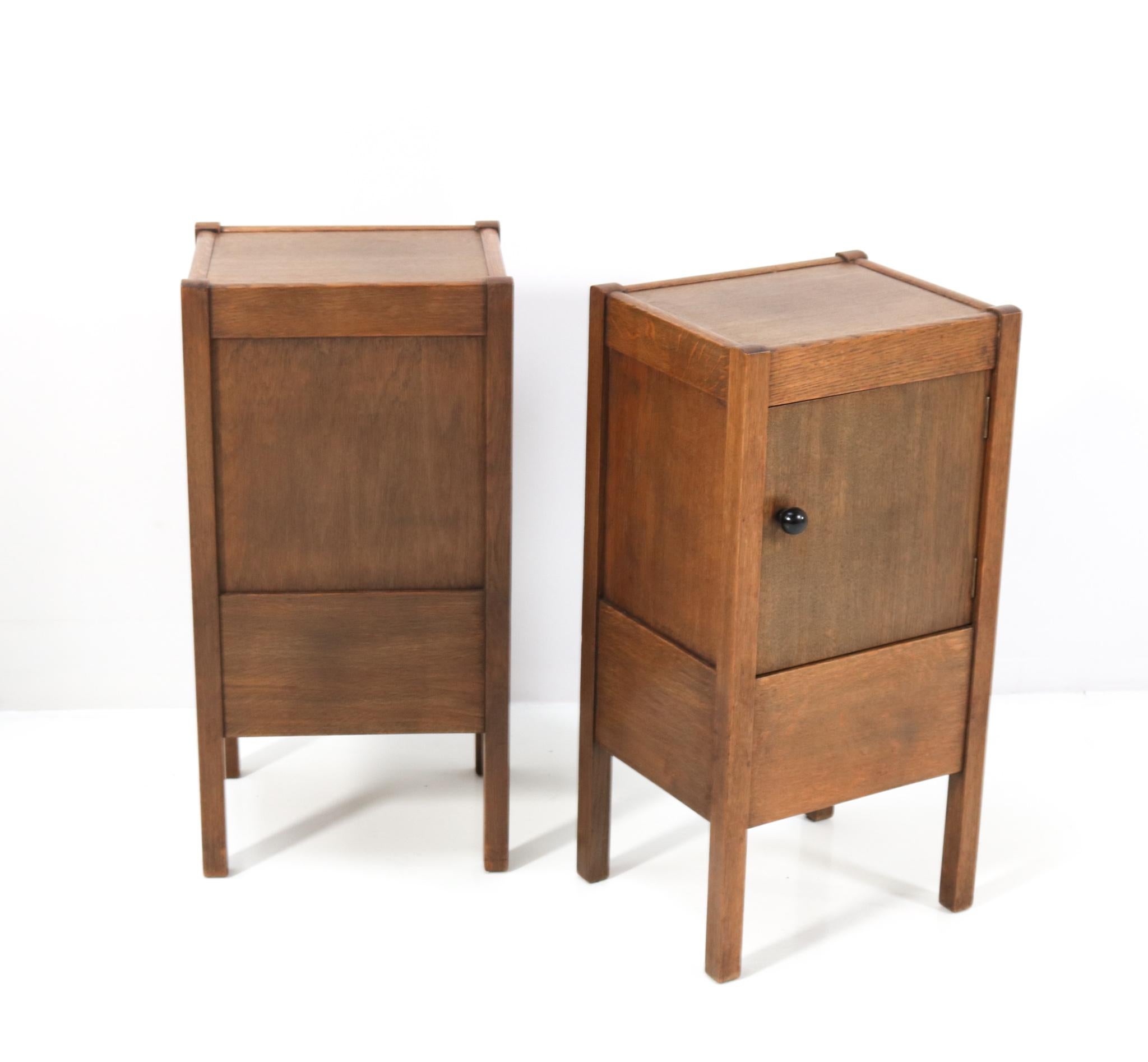 Two Oak Art Deco Nightstands by J.A. Muntendam for L.O.V. Oosterbeek, 1920s 1