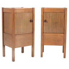 Two Oak Art Deco Nightstands by J.A. Muntendam for L.O.V. Oosterbeek, 1920s