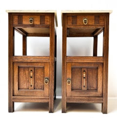 Two Oak Art Nouveau Nightstands or Bedside Tables, 1900s