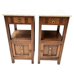 Used Two Oak Art Nouveau Nightstands or Bedside Tables, 1900s