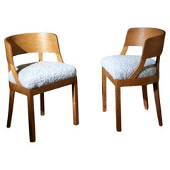 Two oak chairs with upholstered cushions in merino by Rasmussen’s Snedkerier