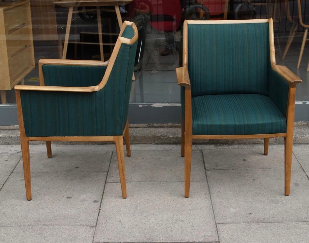 Two 1950s Hardwood Framed Side/Carver Chairs Attributed to Bröderna Andersson In Good Condition For Sale In London, GB