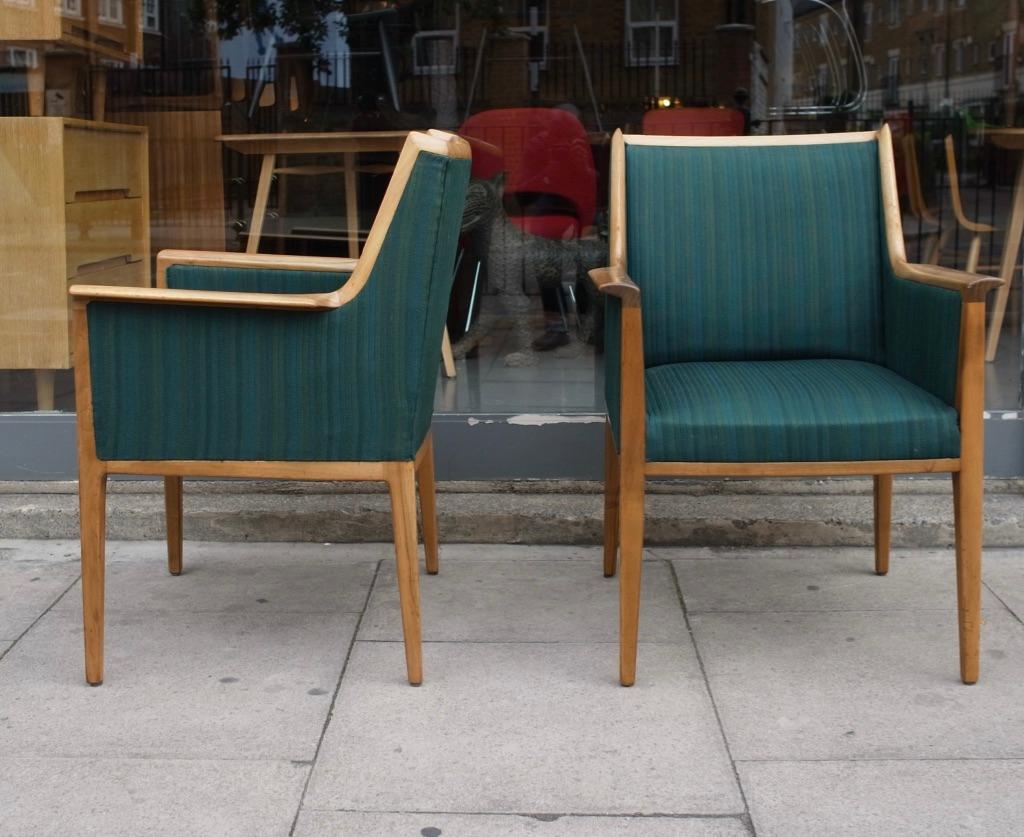 20th Century Two 1950s Hardwood Framed Side/Carver Chairs Attributed to Bröderna Andersson For Sale