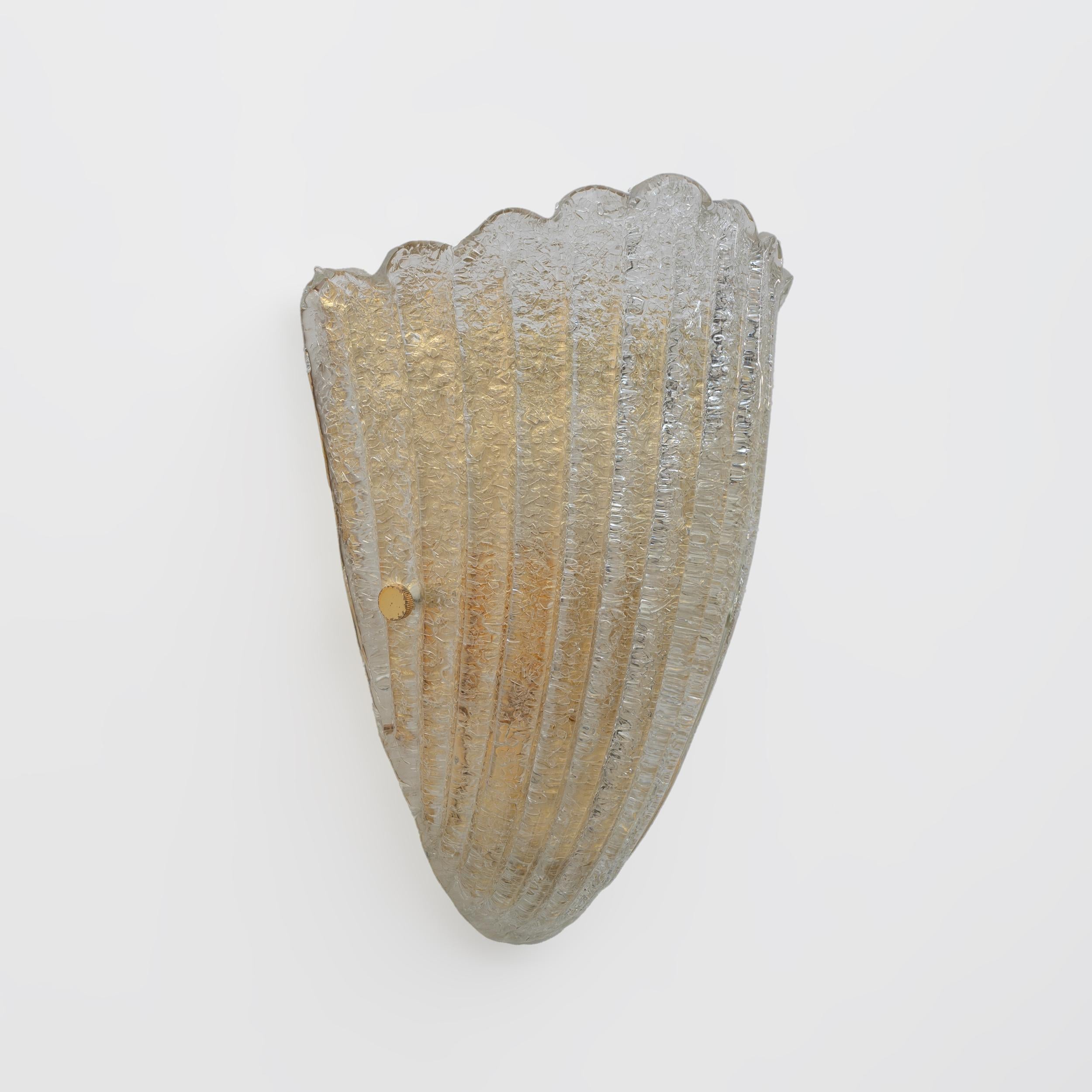 Mid-20th Century Two of Barovier Mid-Century Modern Italian Murano Glass Shell Sconces, 1960s