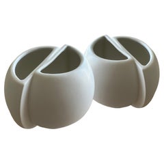 Two Off-White Scandinavian Modern Wilhelm KågeSurrea Vases, Sweden 1940s.