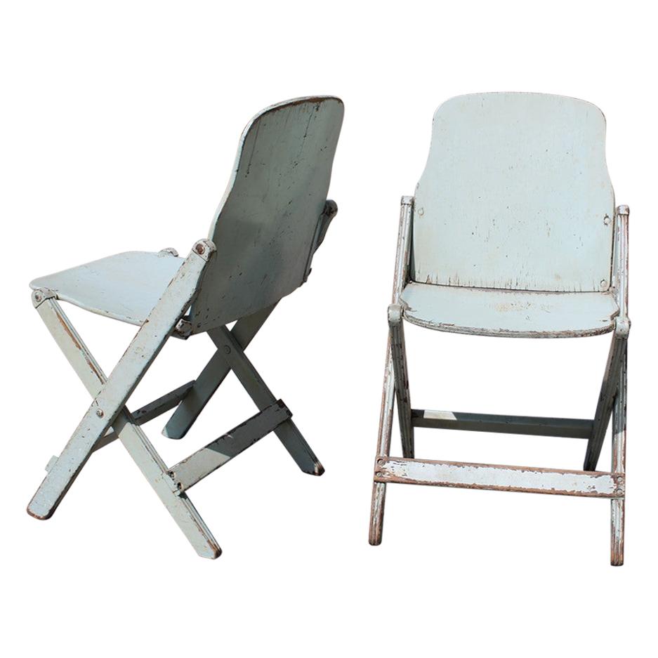 Two Old Folding Chairs in Bentwood Italy 1950s Curved Wood For Sale