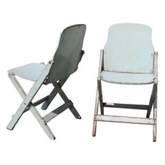 Vintage Two Old Folding Chairs in Bentwood Italy 1950s Curved Wood