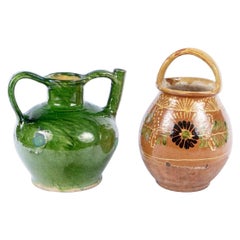 Two Older French Glazed Terracotta Vessels