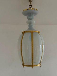 Zwei opalisierende blau-goldene Murano-Glaslaternen von Barovier&Toso, 1950er Jahre