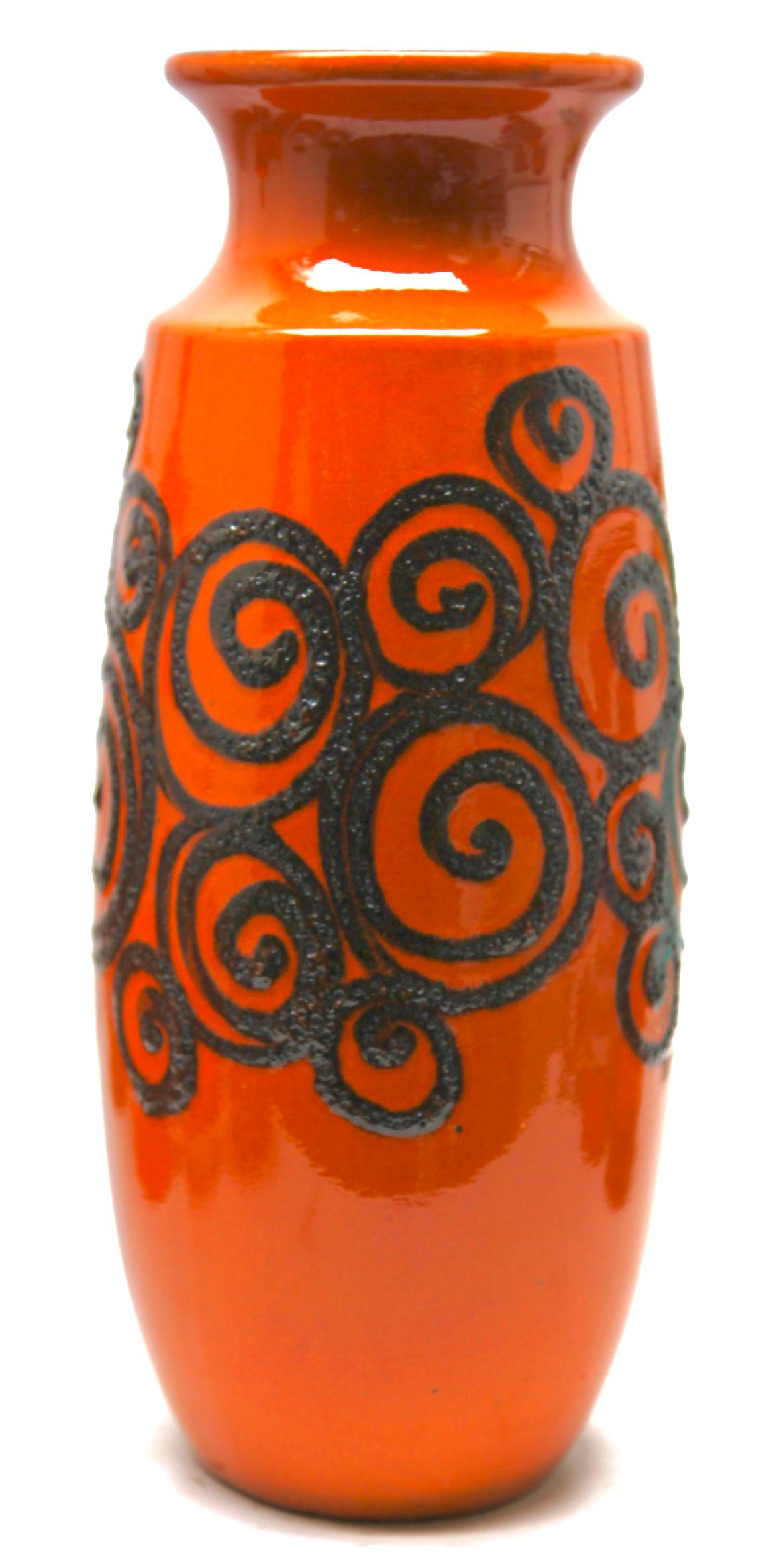 Mid-Century moderno Due vasi di lava grassa arancione 'Scheurich 239-41 Lava-Trail Decor in vendita