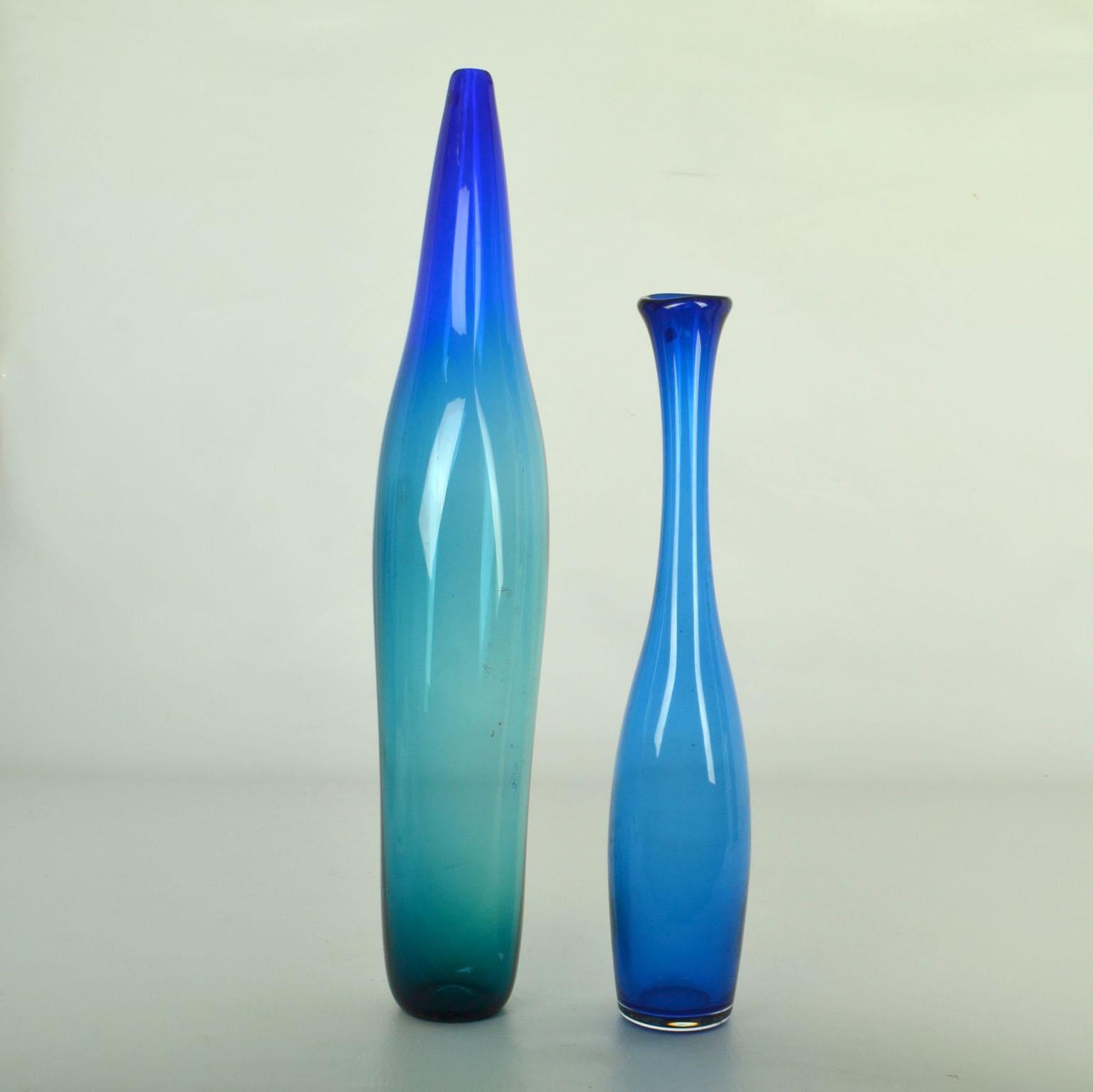 tall blue vases