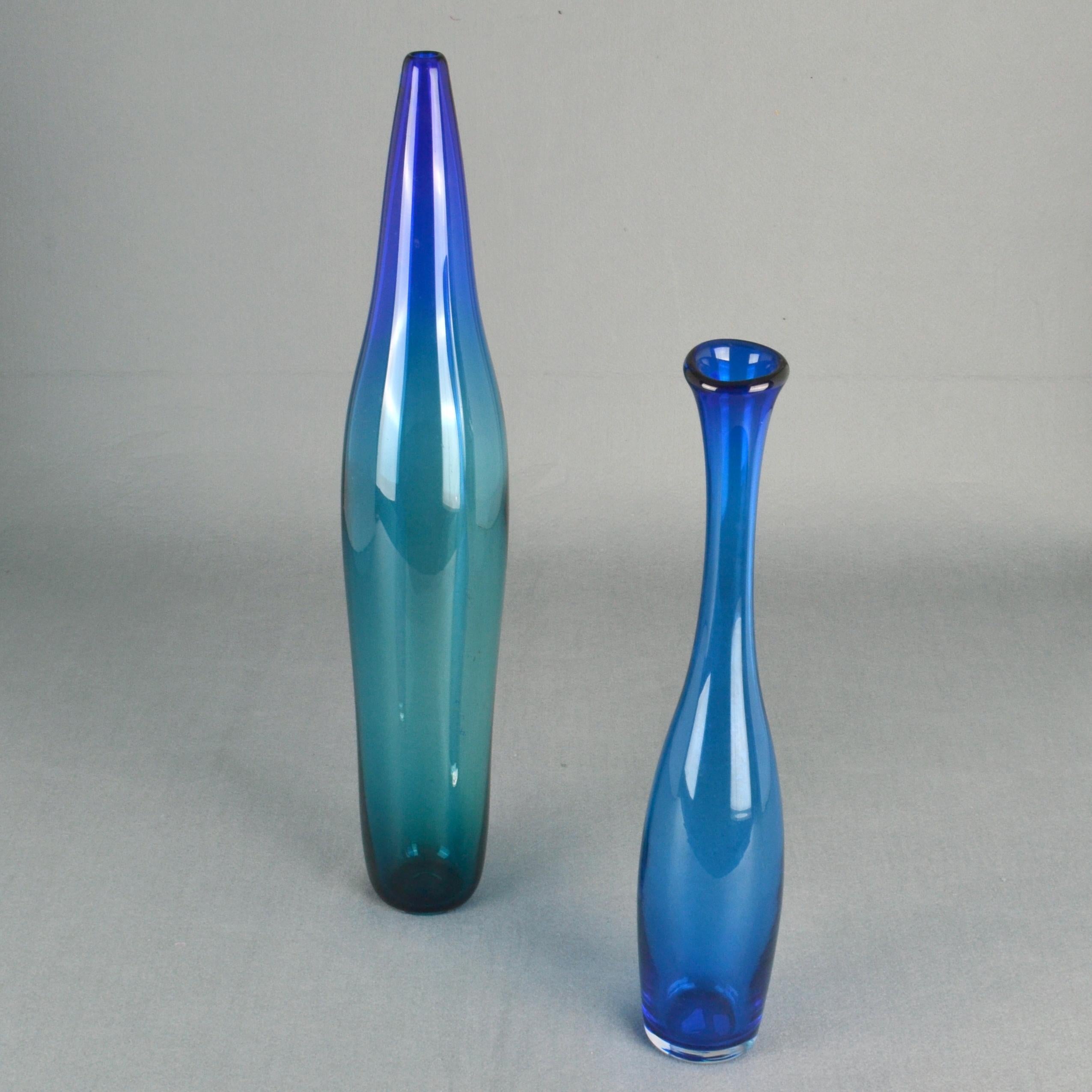 Dutch Two Organic Blue Hand Blown Vases by Floris Meydam and Siem Van De Marel For Sale
