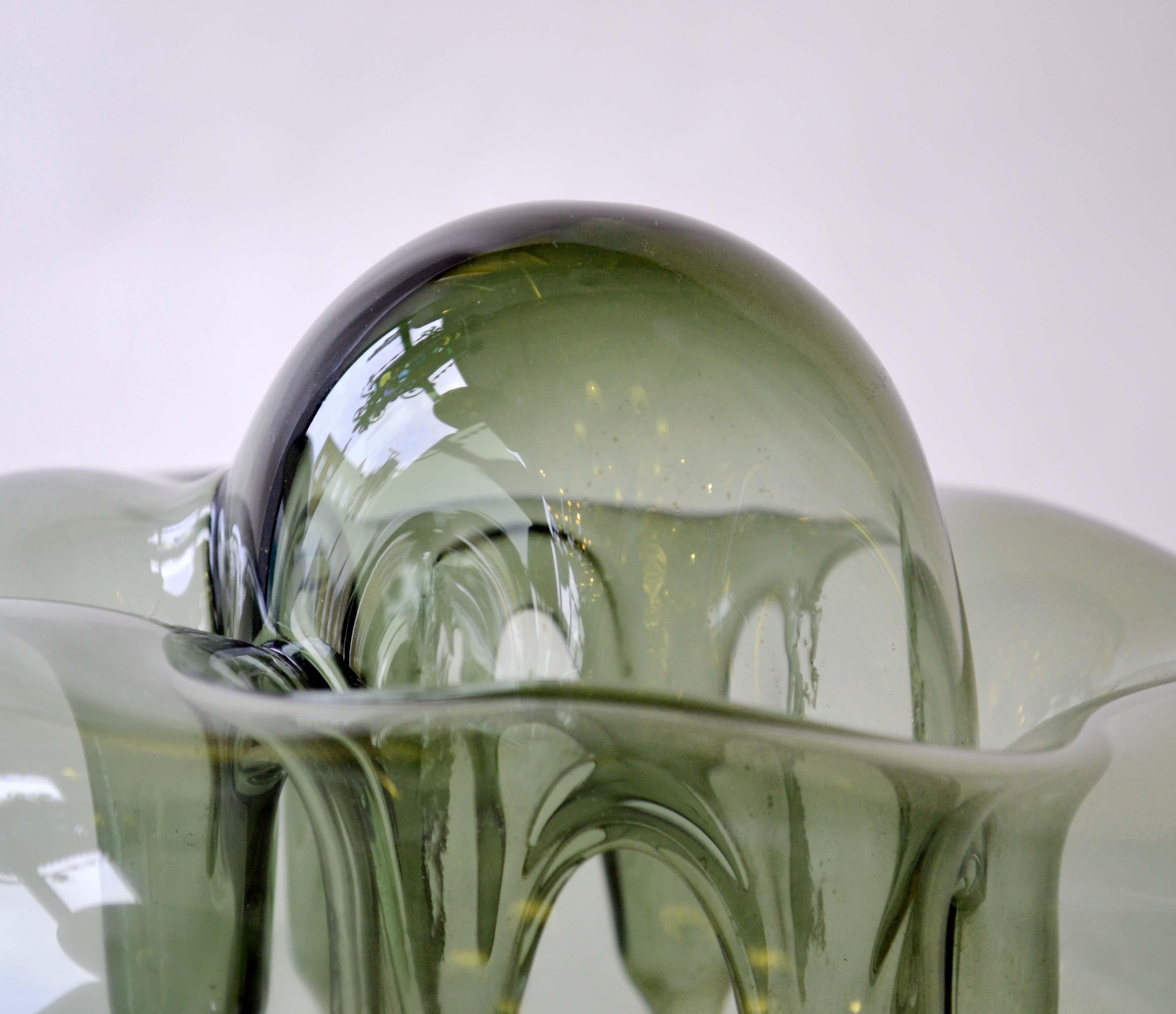 Two Organic Freeform Hand Blown Glass Sculptures, Czech, 1970s 1