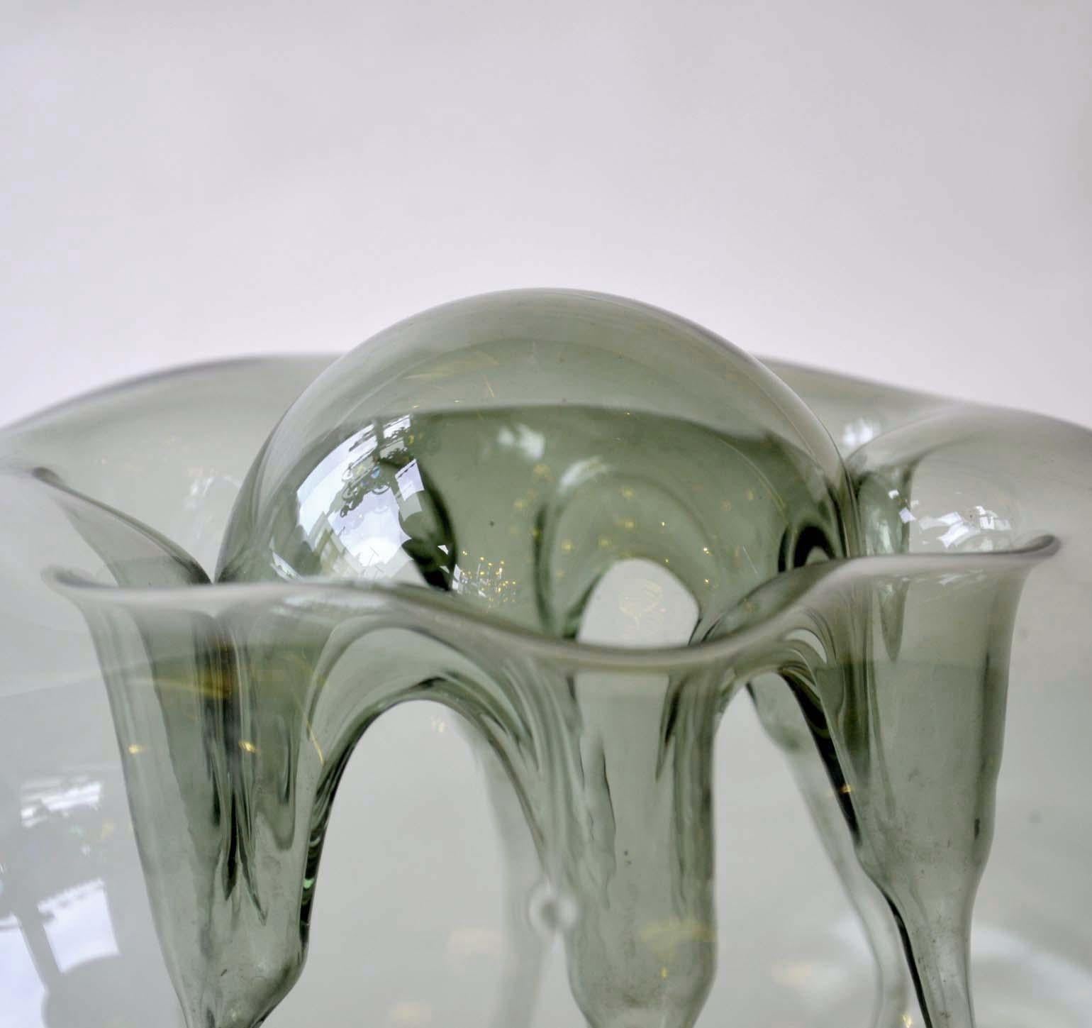 Hand-Crafted Two Organic Freeform Hand Blown Glass Sculptures, Czech, 1970s
