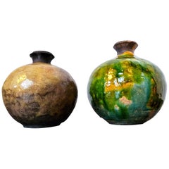 Two Organic Modern  E. Jensen Studio Pottery Bulbous Vessels, 1960s