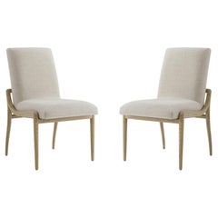 Two Organic Modern Oak Dining Chairs