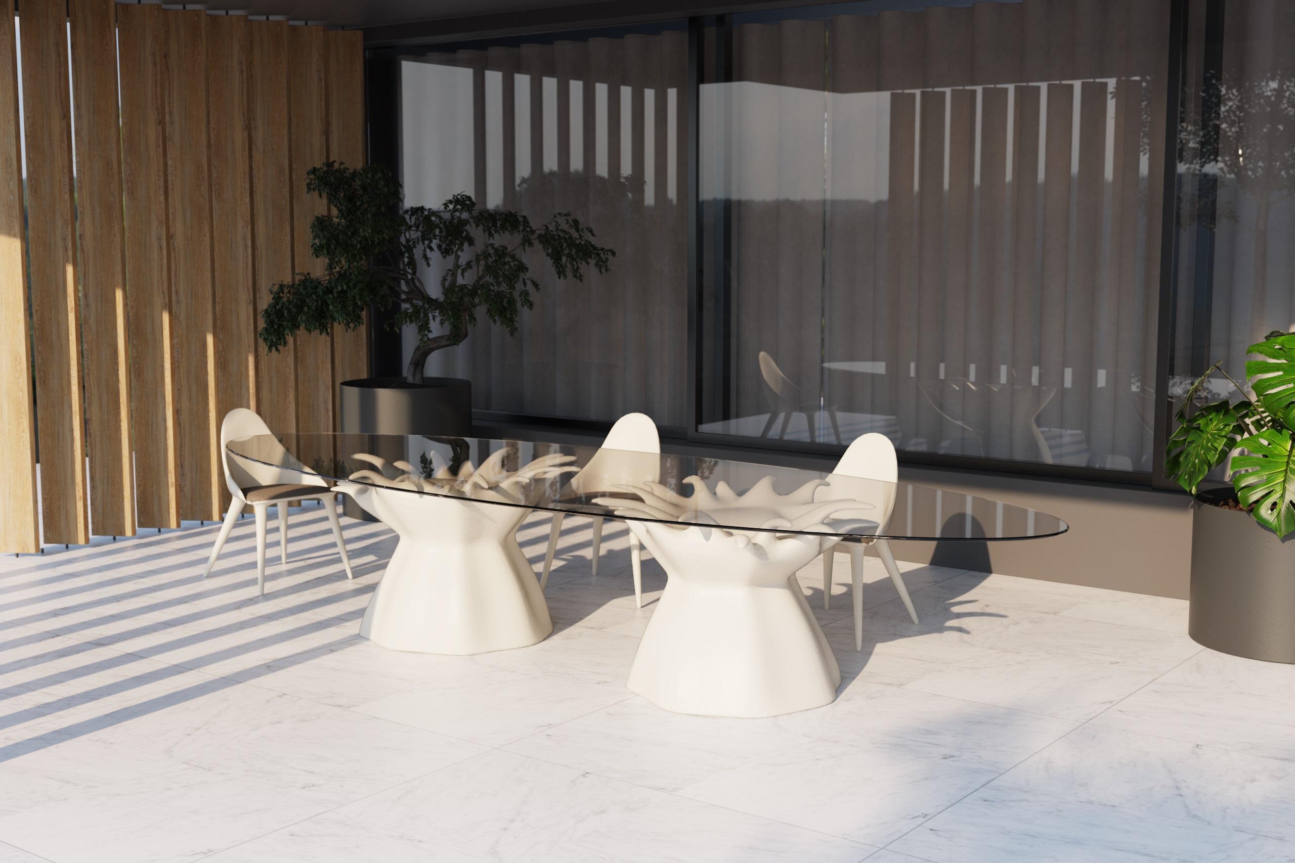 Verre Table à manger biomorphique pour l'extérieur en vente