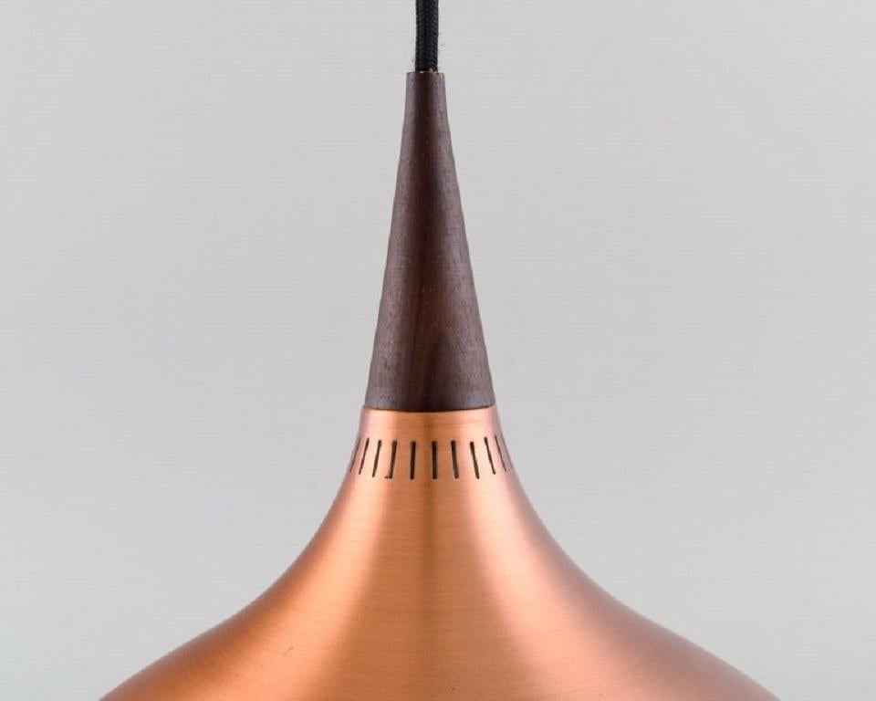 Scandinavian Modern Two Orient Pendants in Copper and Rosewood, Late 20th Century