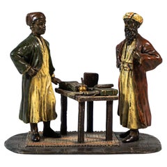 Two Oriental Scholars At A Table, Viennese Bronze by Bergmann, Around 1920