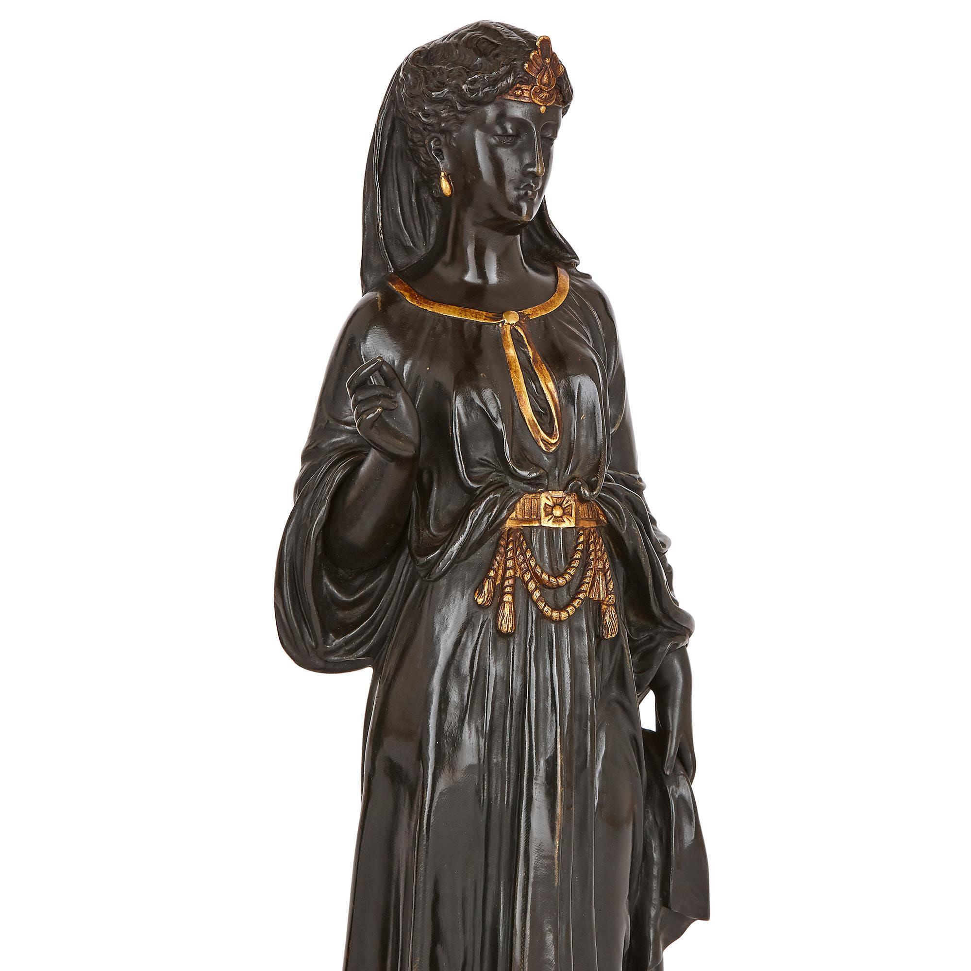 Austrian Two Orientalist Gilt and Patinated Bronze Sculptures after Bergman For Sale