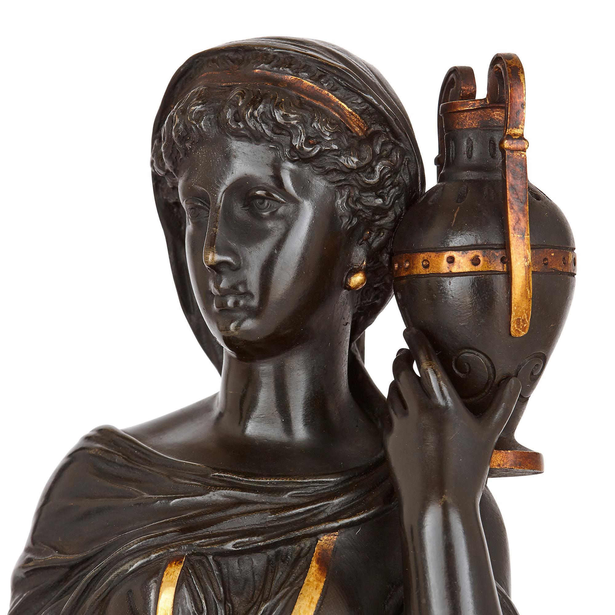 20th Century Two Orientalist Gilt and Patinated Bronze Sculptures after Bergman For Sale