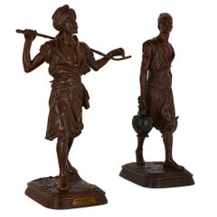 Due sculture orientaliste in bronzo patinato di Debut e Pinedo