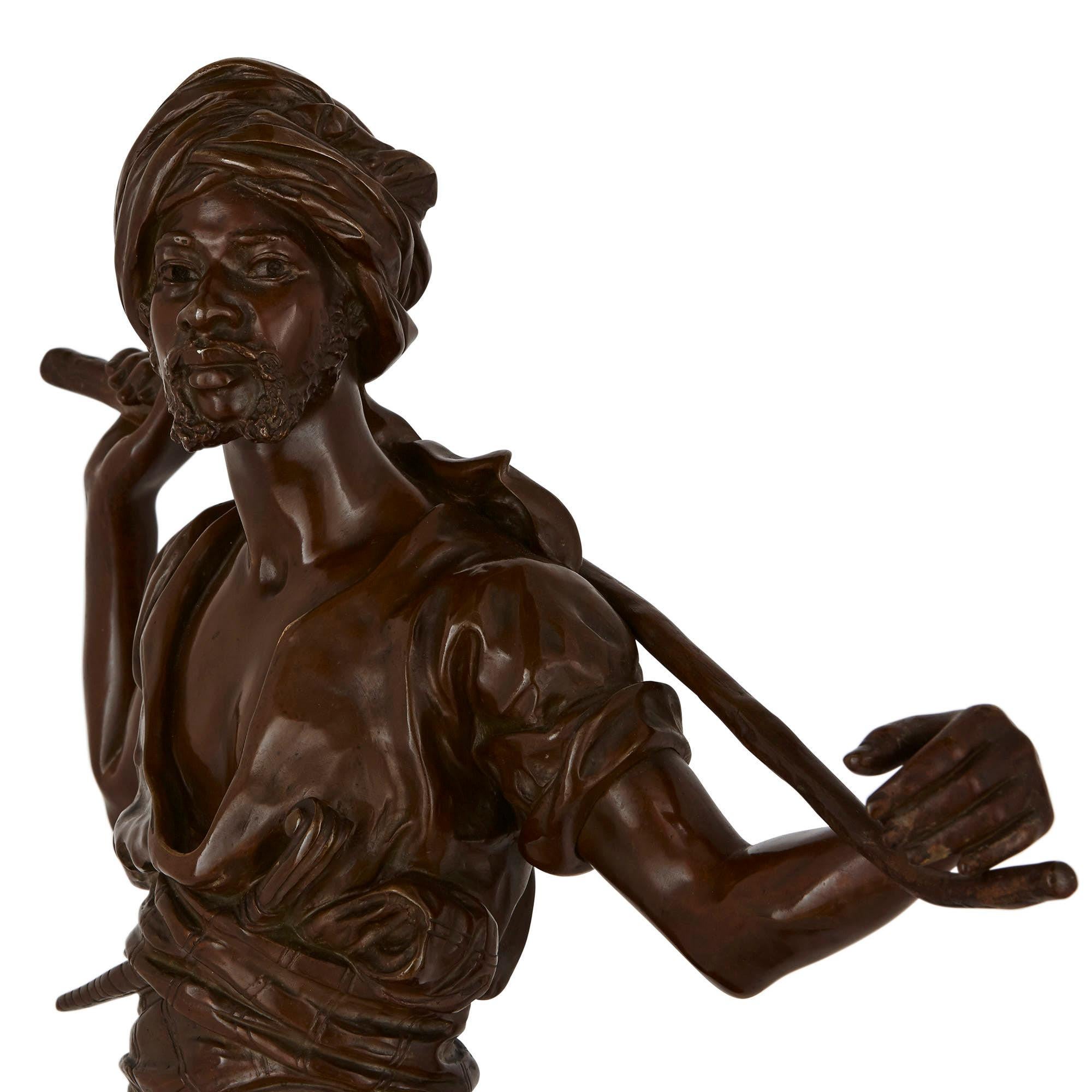 Two Orientalist Patinated Bronze Sculptures by Debut and Pinedo In Good Condition For Sale In London, GB