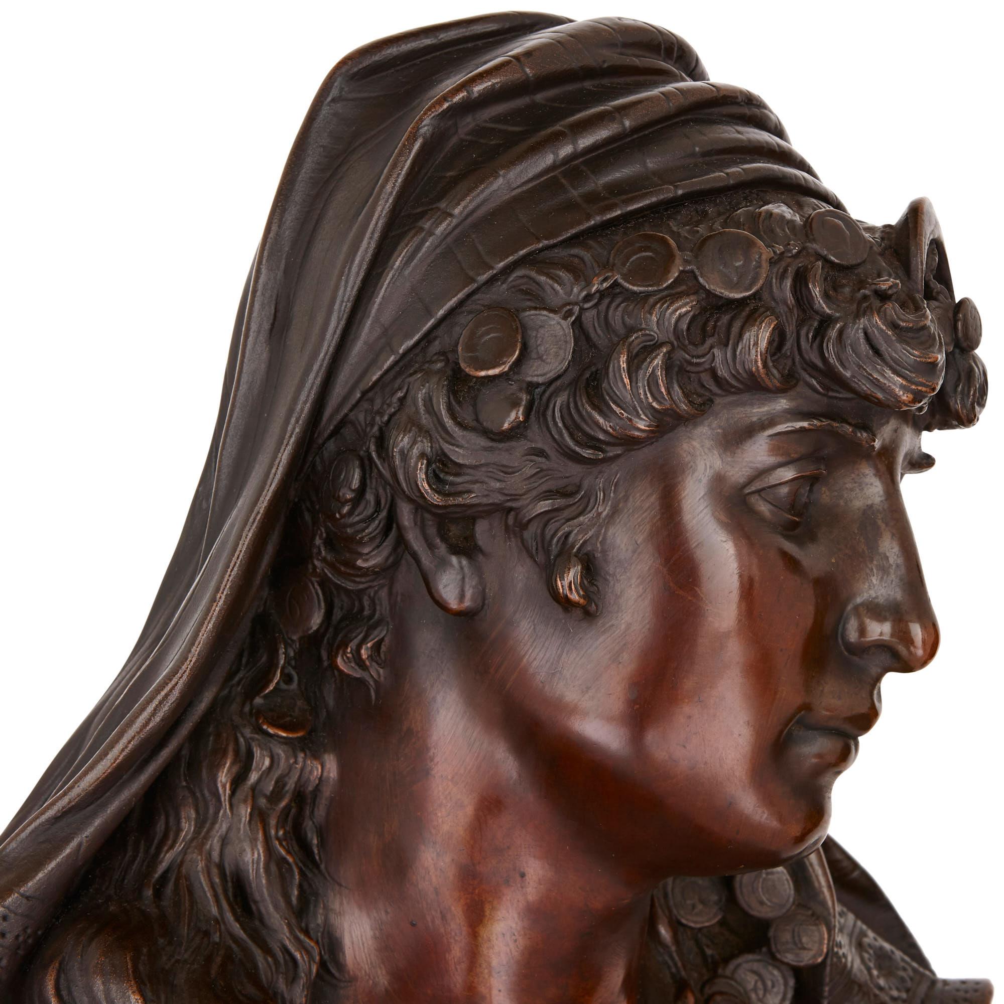 Two Orientalist Spelter Busts of Female Figures In Good Condition For Sale In London, GB
