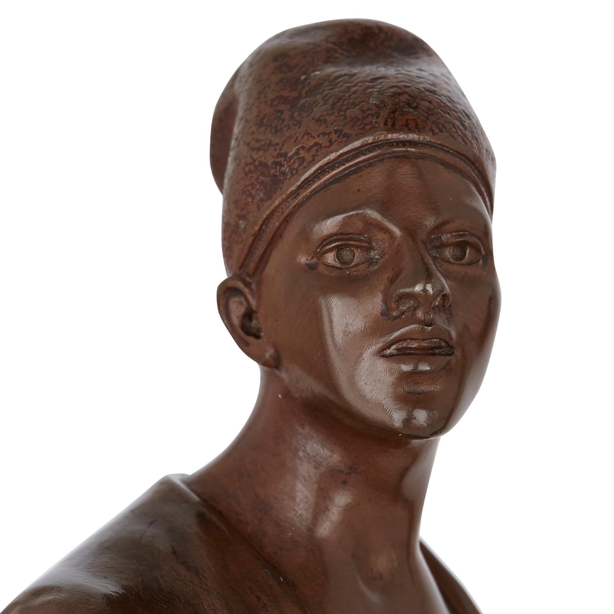 Two Orientalist Style Patinated Bronze Maquettes by Marcel Début In Excellent Condition For Sale In London, GB