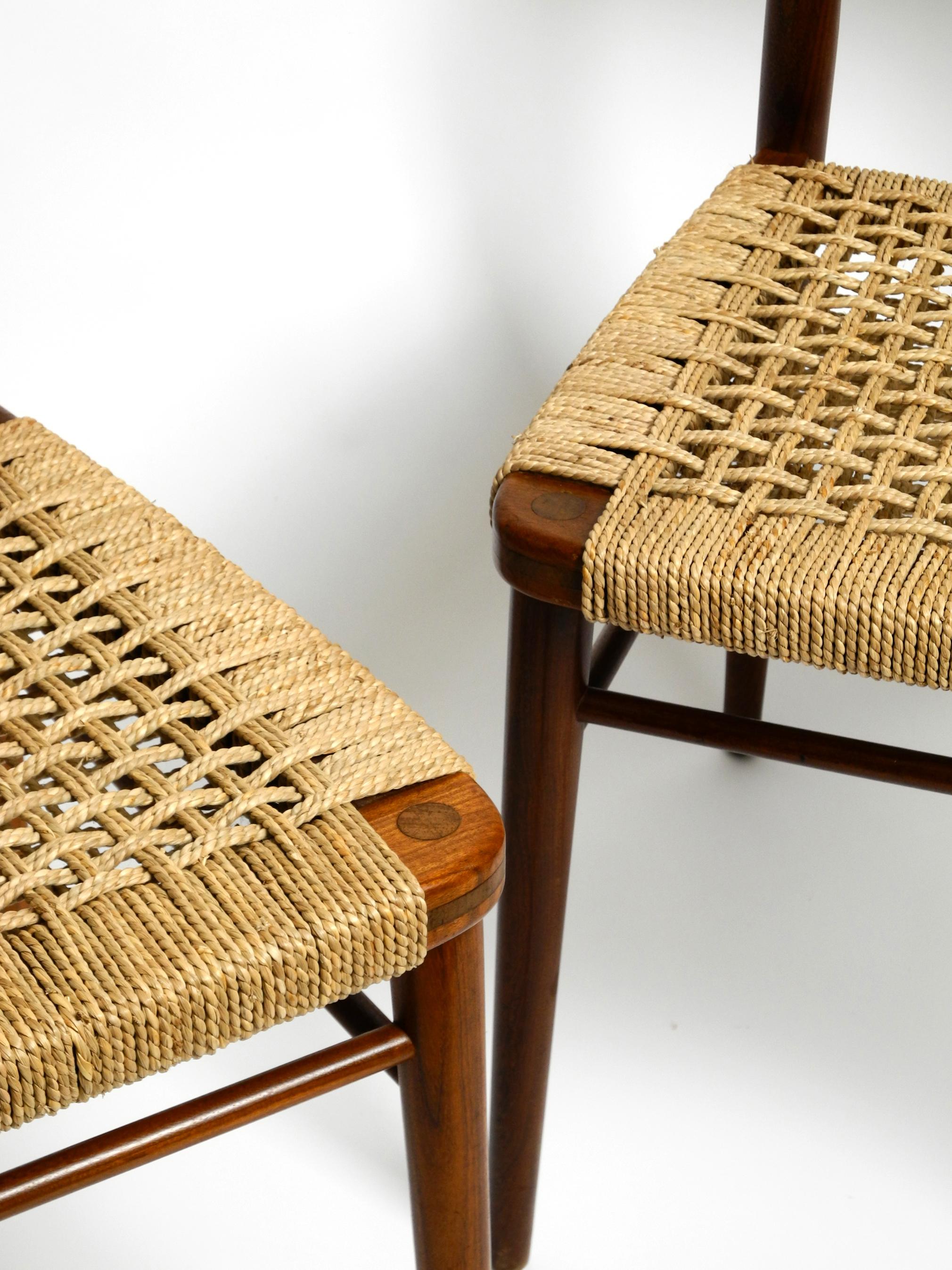 Two Original 1960s Wilkhahn Chairs Made of Walnut with Wicker Cane For Sale 5