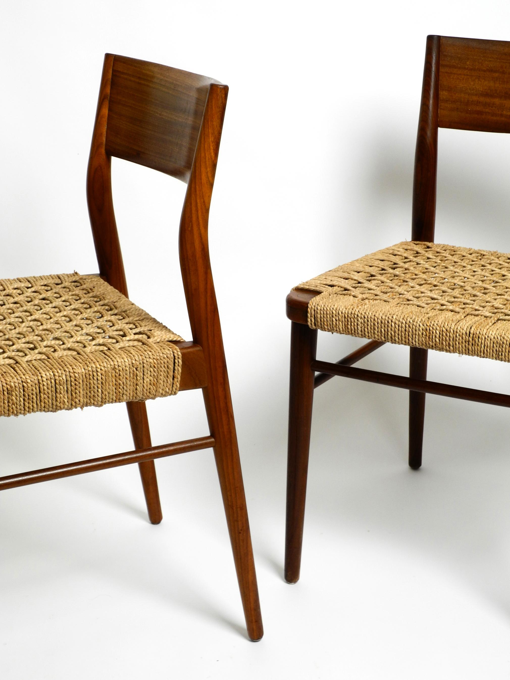 Cord Two Original 1960s Wilkhahn Chairs Made of Walnut with Wicker Cane For Sale