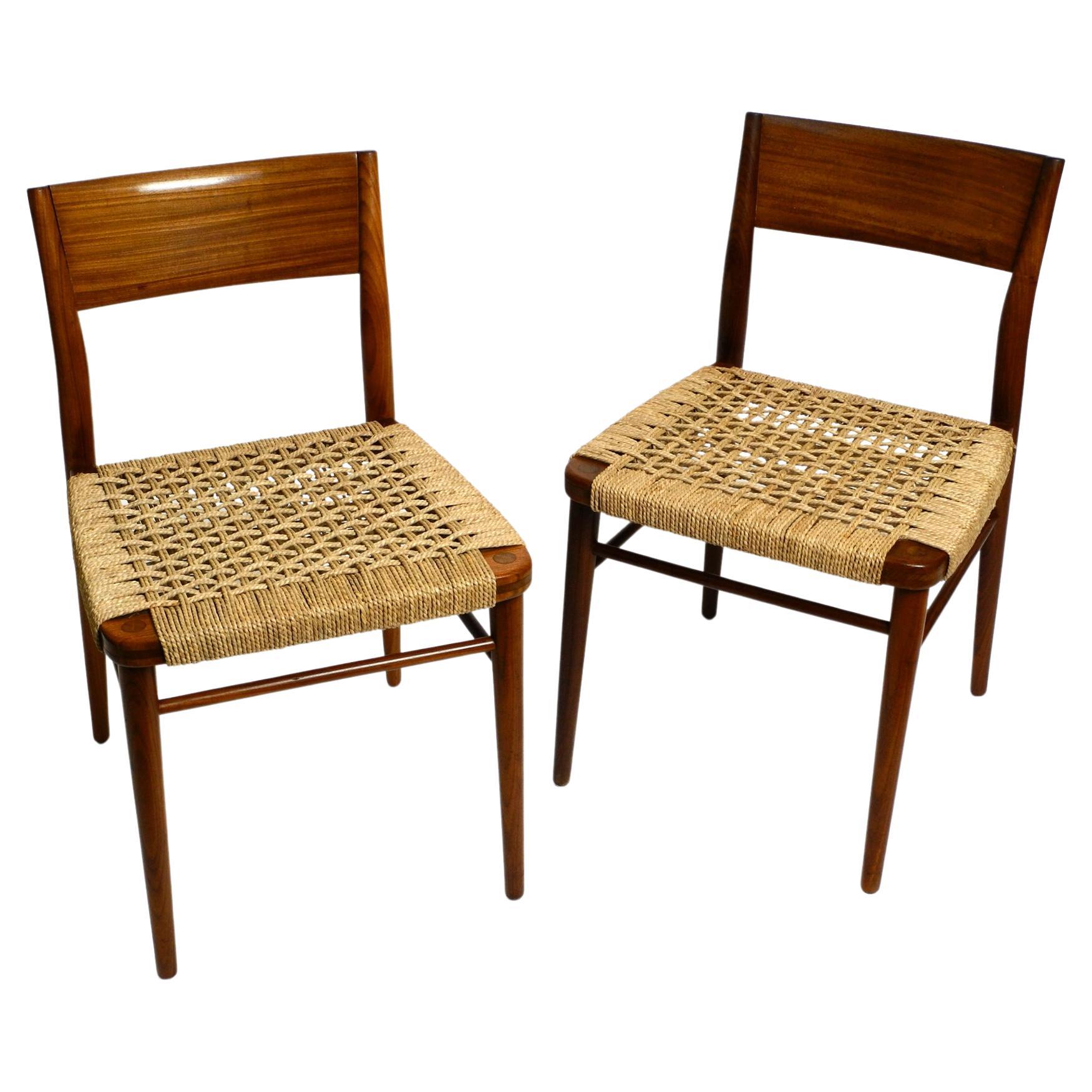 Two Original 1960s Wilkhahn Chairs Made of Walnut with Wicker Cane For Sale