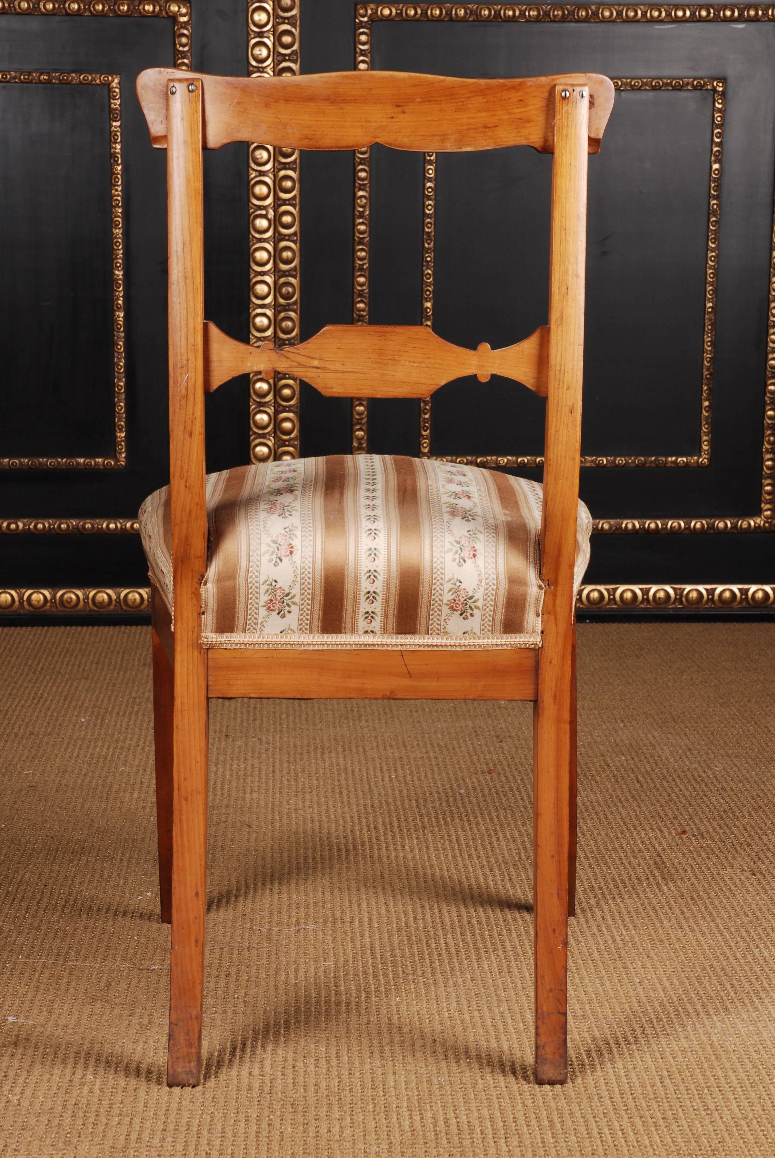 Two Original Biedermeier Chairs, circa 1825 Cherrywood Warm Patina 4