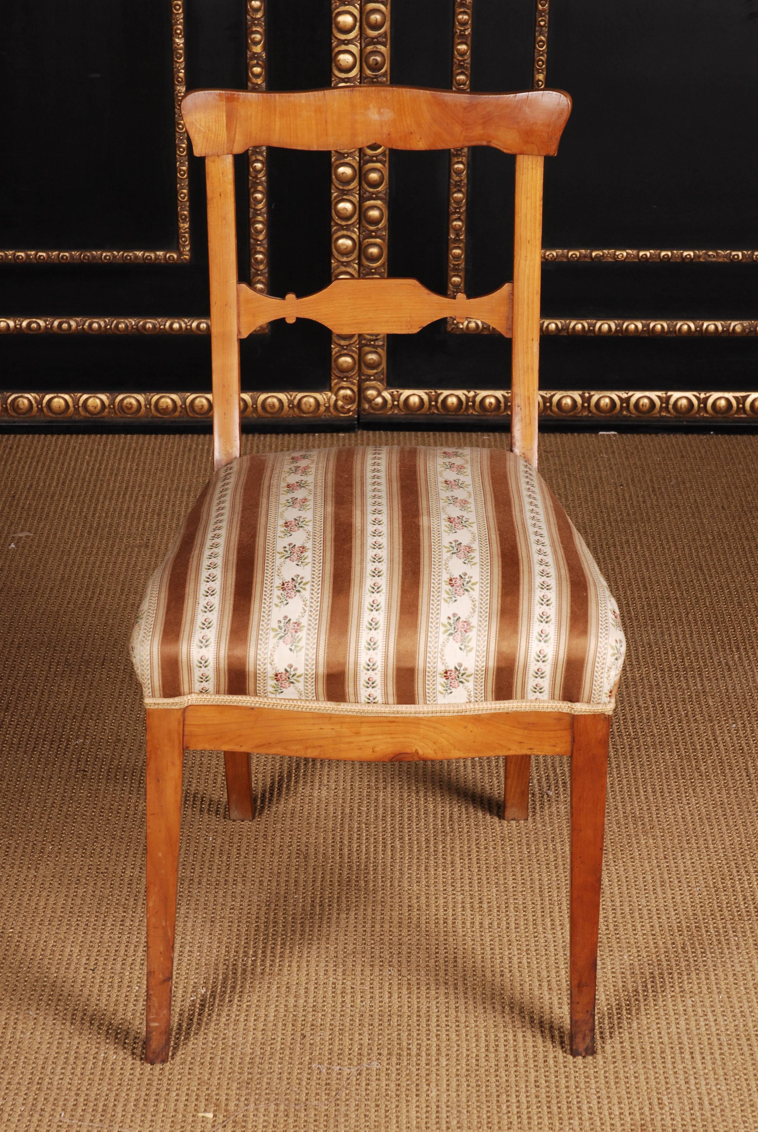 German Two Original Biedermeier Chairs, circa 1825 Cherrywood Warm Patina