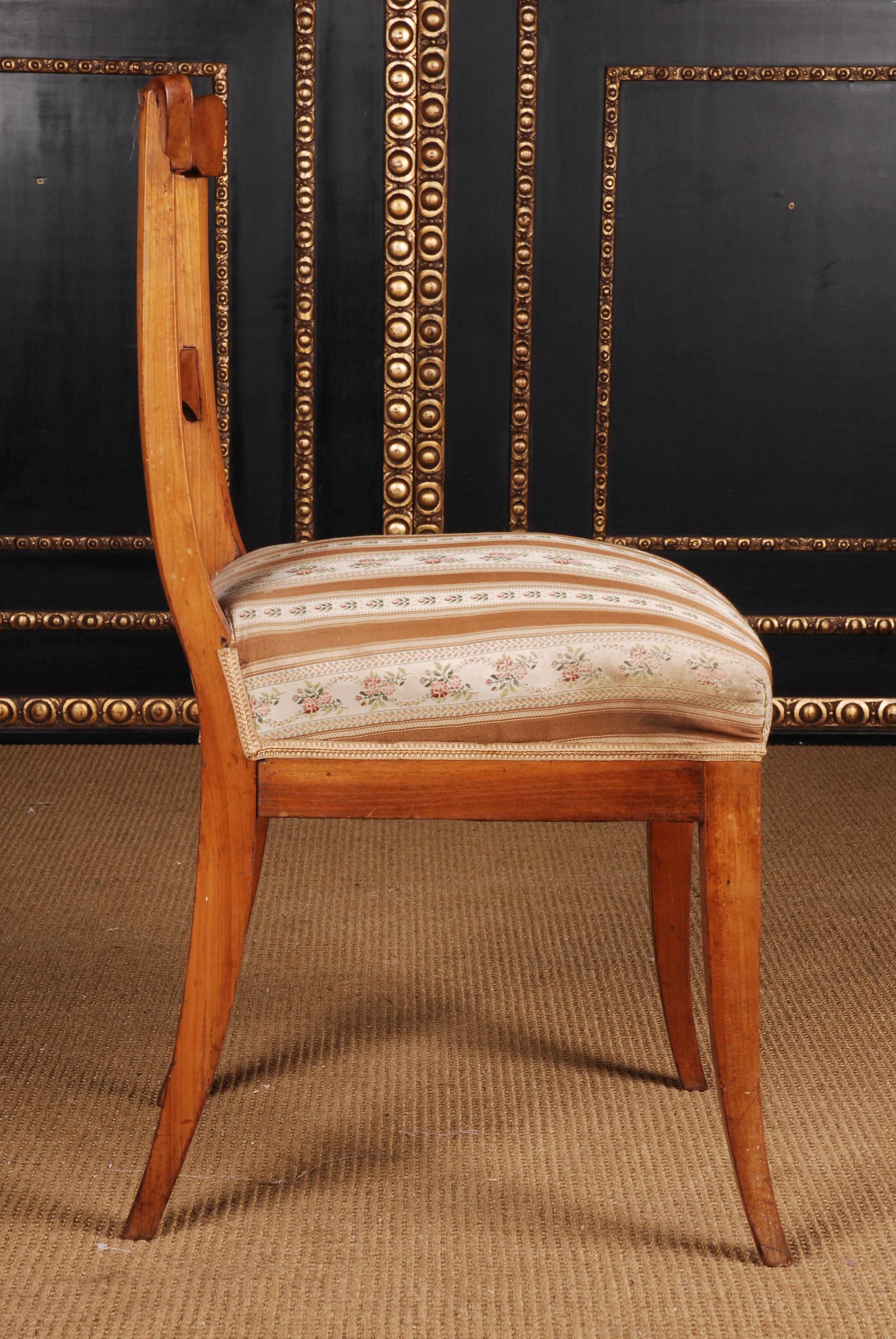 Two Original Biedermeier Chairs, circa 1825 Cherrywood Warm Patina 3