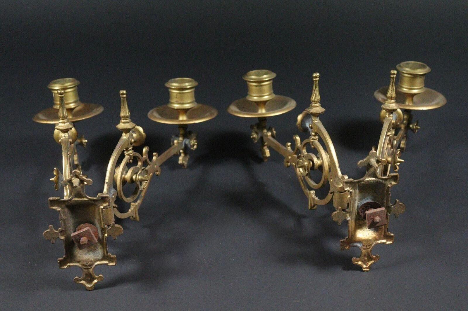 Originaler Jugendstil-Kerzenleuchter aus Bronze für Klavier oder Wand, Deutschland, 1890er Jahre im Angebot 7