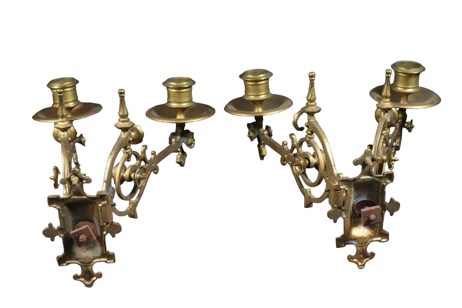 Originaler Jugendstil-Kerzenleuchter aus Bronze für Klavier oder Wand, Deutschland, 1890er Jahre (19. Jahrhundert) im Angebot