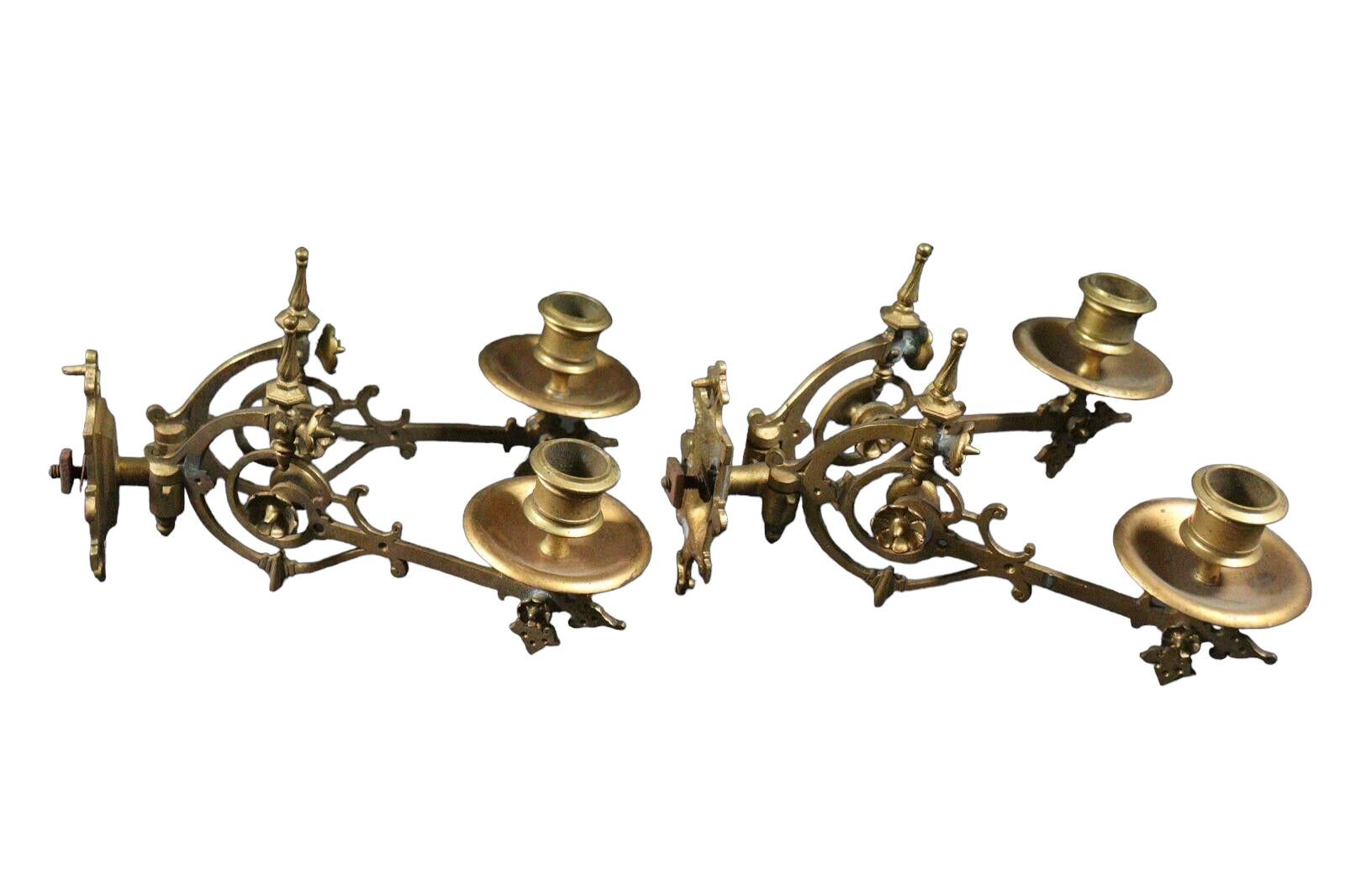 Two Original Bronze Art Nouveau Candle Sconce for a Piano or Wall Germany, 1890s For Sale 2