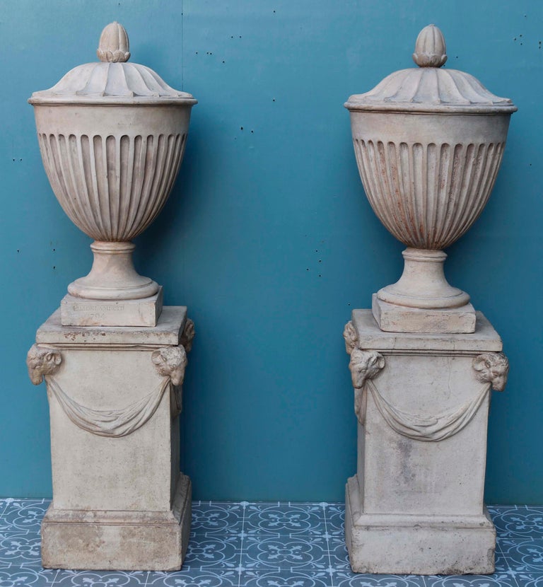 Two Original Coade Stone Urn Finials For Sale at 1stDibs