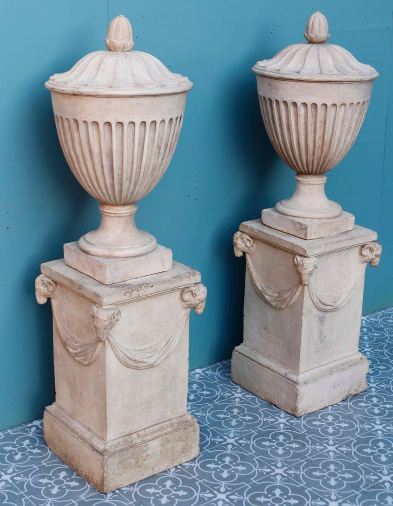Two Original Coade Stone Urn Finials For Sale at 1stDibs