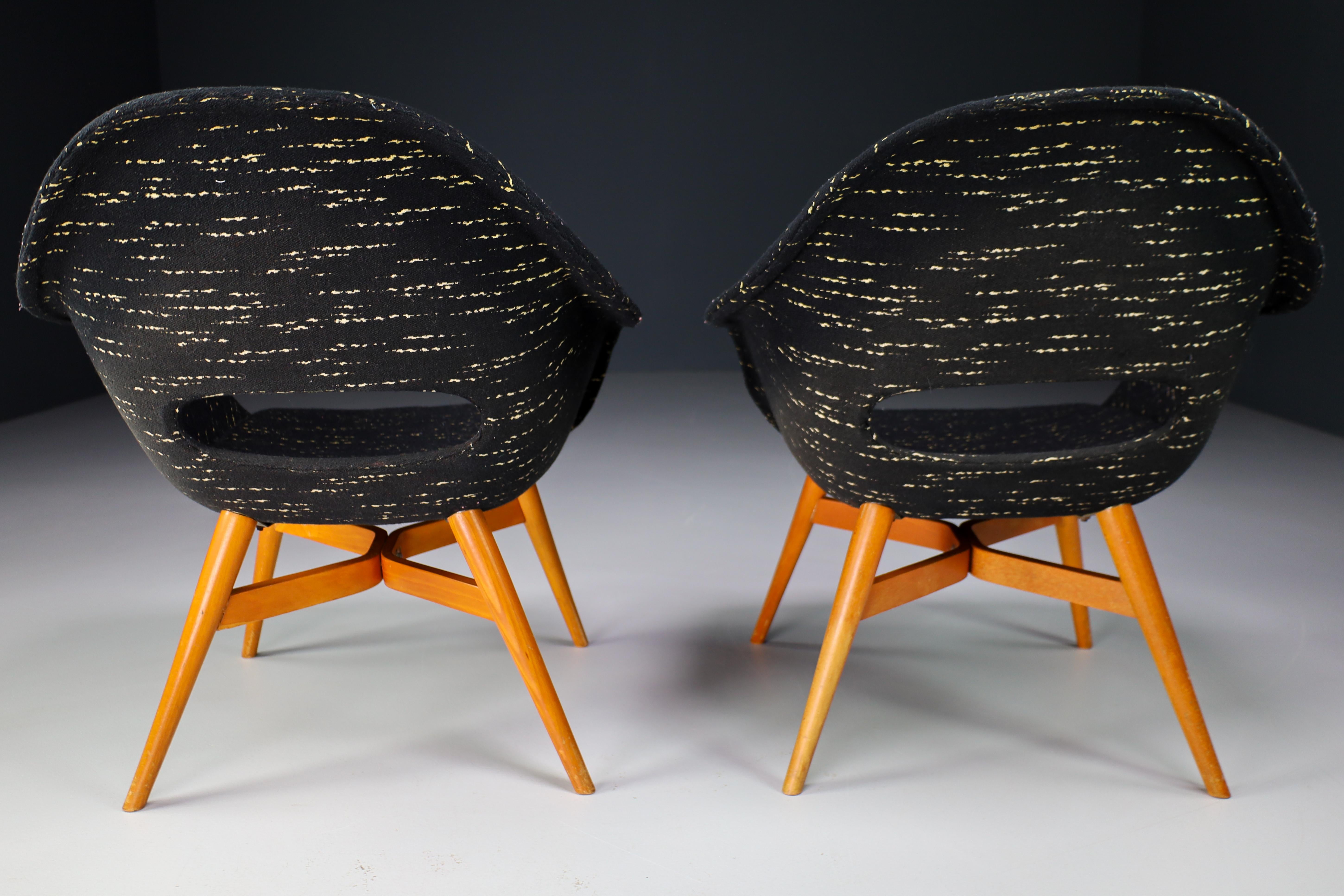Czech Two Original Easy Chairs by Miroslav Navratil in Original Fabric, circa 1960 For Sale