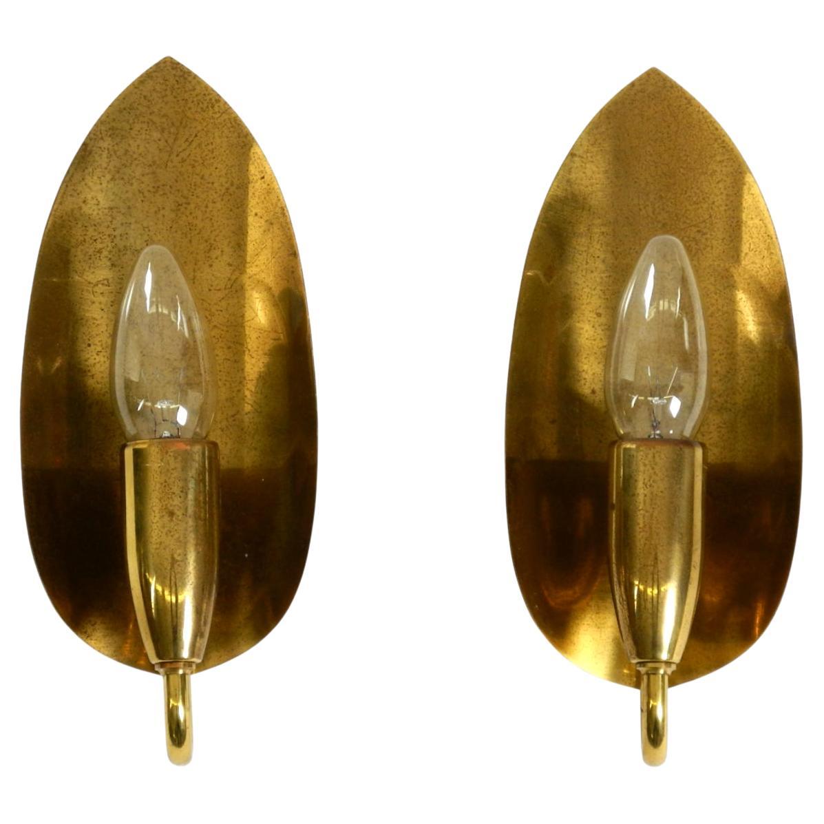 Two original enchanting Mid Century Modern cone brass wall lamps