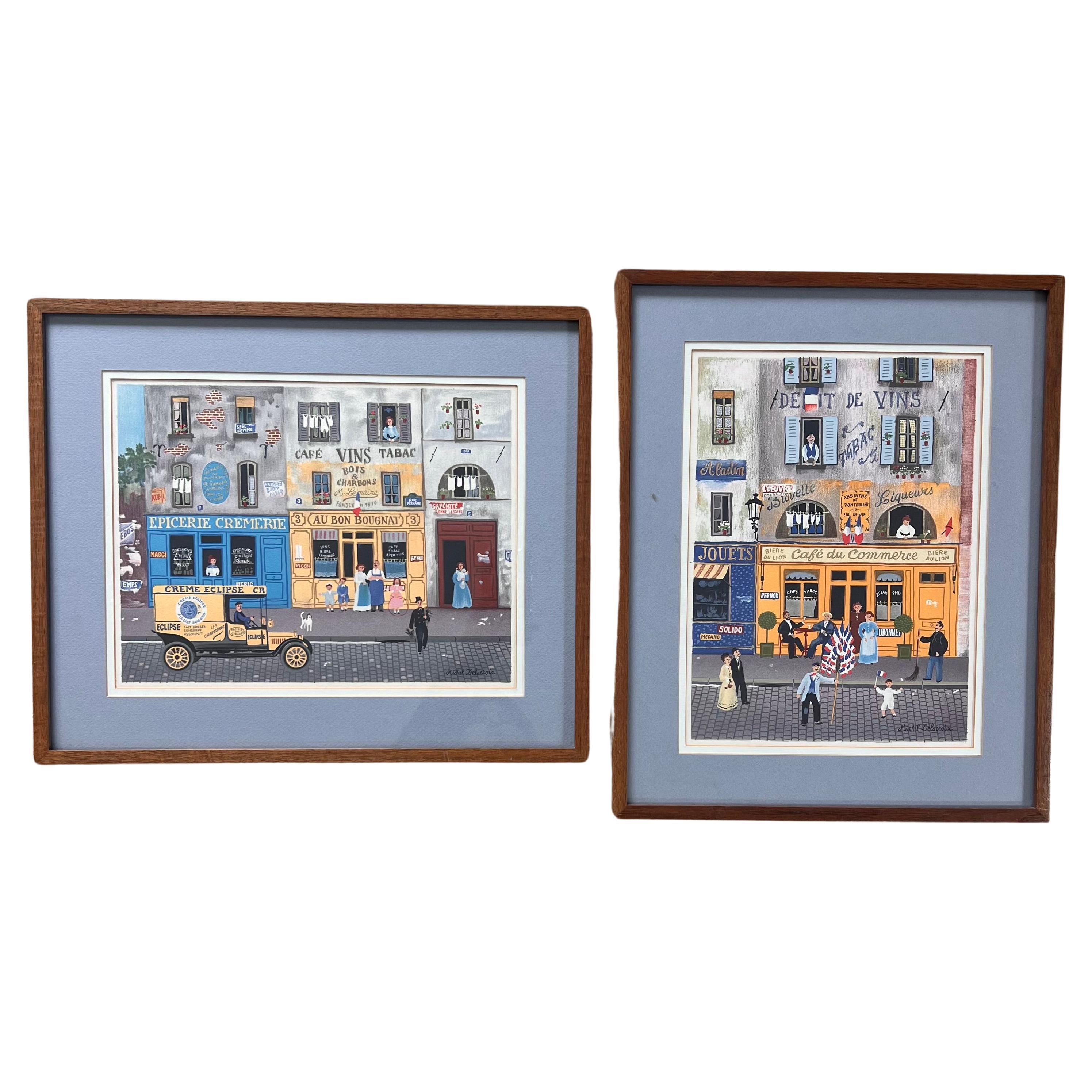 Two original French prints by Michel Delacroix, framed, late 20th century  For Sale