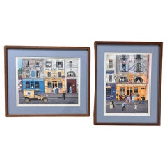 Two original French prints by Michel Delacroix, framed, late 20th century