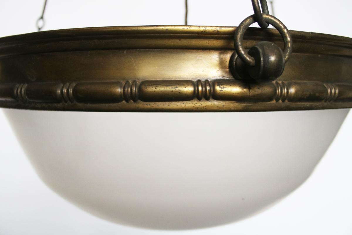 Early 20th Century Two Original Glass Pendant Ceiling Lights
