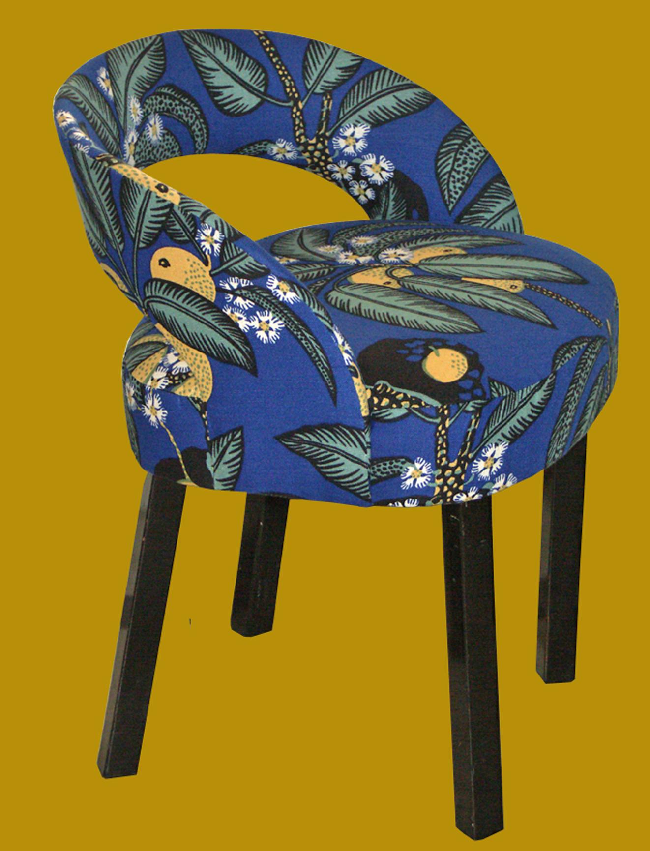 Hand-Crafted Two Original J.Hoffmann Oswald Haerdtl Chairs Art Deco New Fabric by Josef Frank For Sale