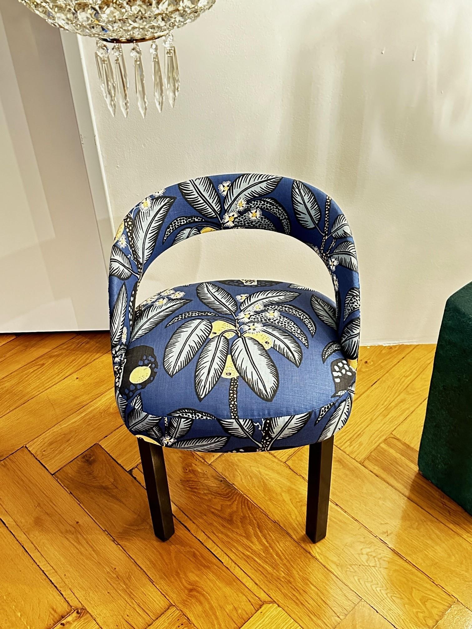 Two Original J.Hoffmann Oswald Haerdtl Chairs Art Deco New Fabric by Josef Frank For Sale 1