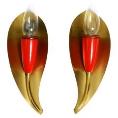 Zwei originale Messingleuchten aus der Mid Century Modern
