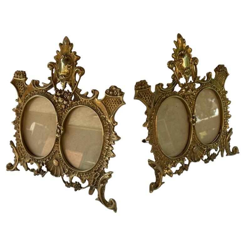 Two ornate double oval picture frames with easel back stand, 1920, France For Sale
